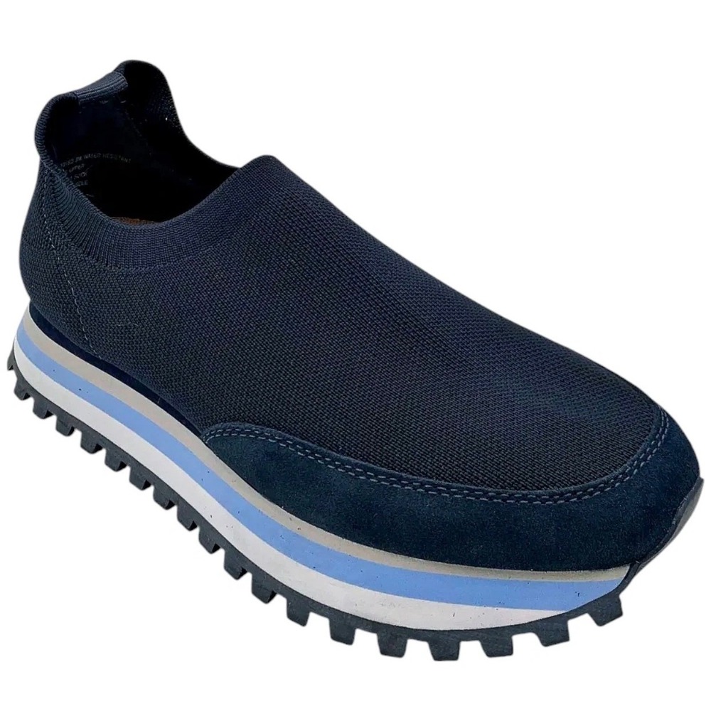Blondo Katelyn Navy Blue Waterproof Knit Slip On Platform Sneakers Women